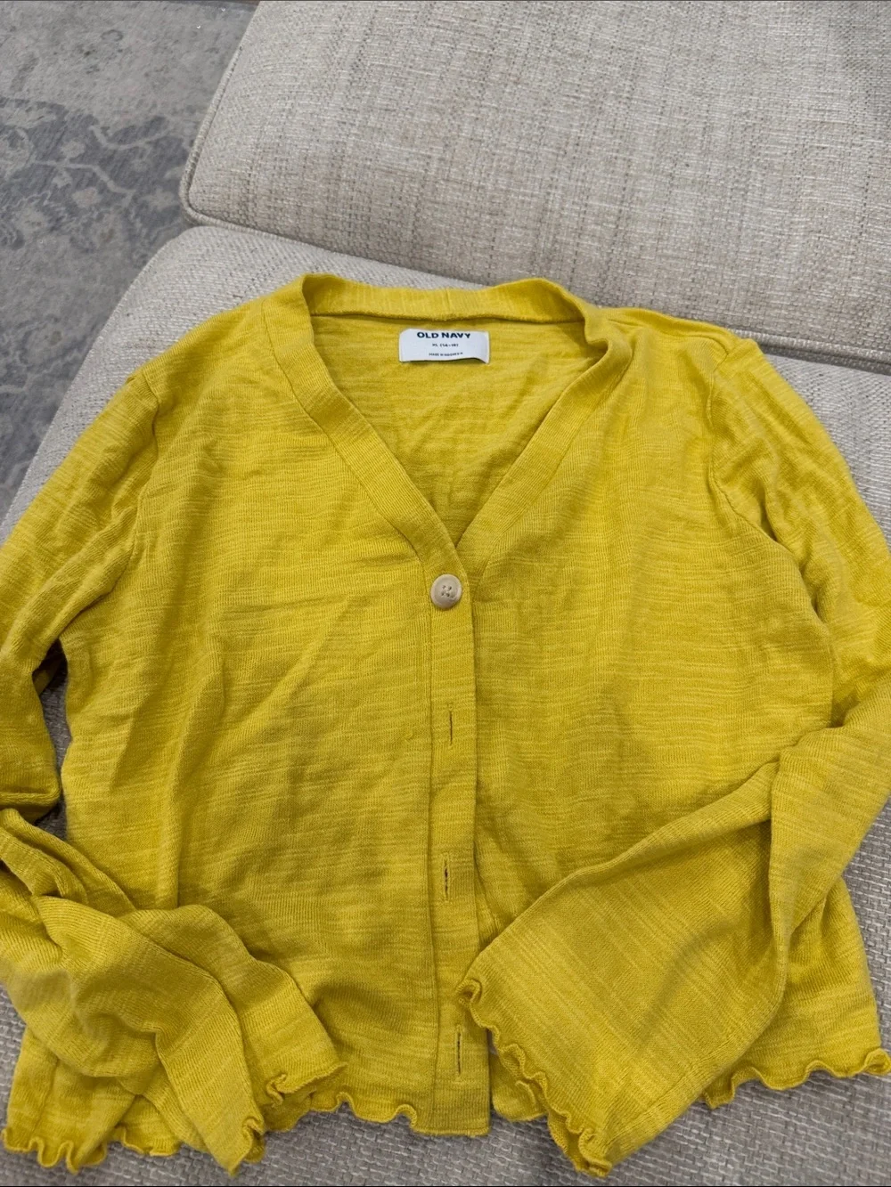 Old Navy Mustard Yellow Girls V-Neck Single-Button Cardigan